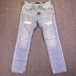 Bullhead Denim Jeans Mens 30x30 Light Wash Slim Grunge Distressed Pants Stretch‎